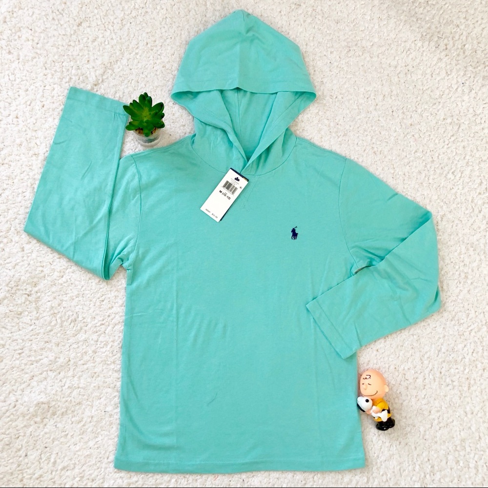 Ralph Lauren Green Hooded Shirt 10-12 New Tag